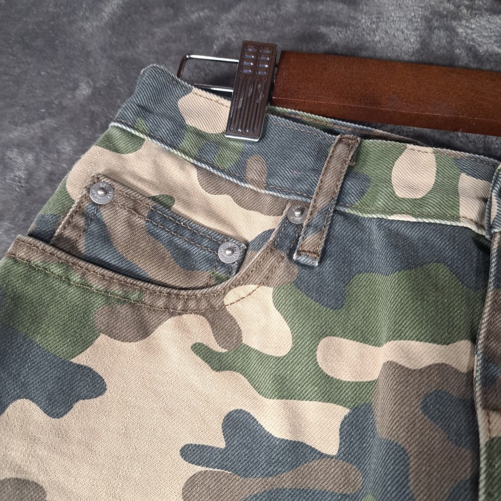 Gap 1969 Camo Denim Mini Skirt Size 27 Green Brown Camouflage Utility Streetwear - Picture 4 of 6